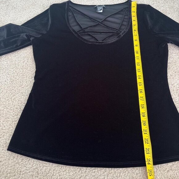 Hot Topic Velvet Pentagram Shirt Womens M Gothic Punk Stretchy Witchy - Picture 7 of 8